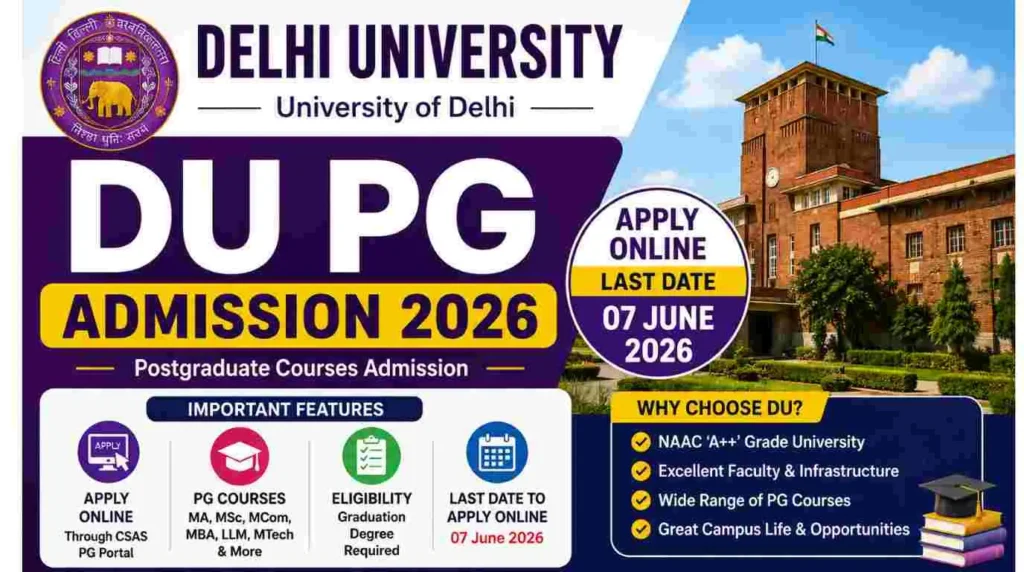 DU PG Admissions 2026: CW Quota Eligibility List Released