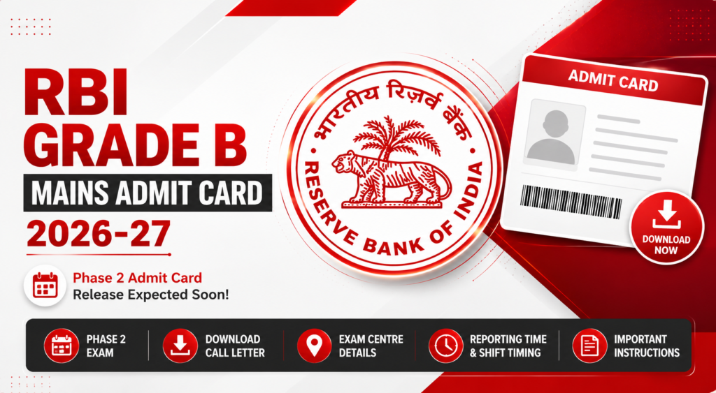 RBI Grade B Admit Card 2026 Released for Phase 2 Exam