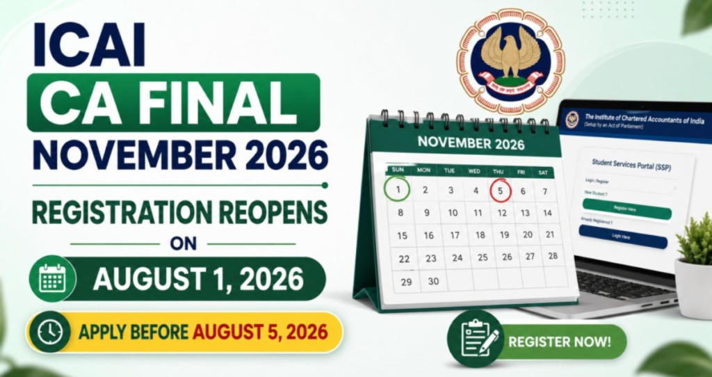 ICAI CA Final November 2026 Application Window Reopens